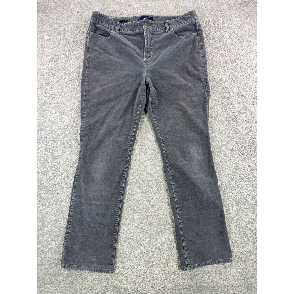Talbots Petites Heritage Gray Corduroy Straight Leg‎ Pants Womens 14P Stretch